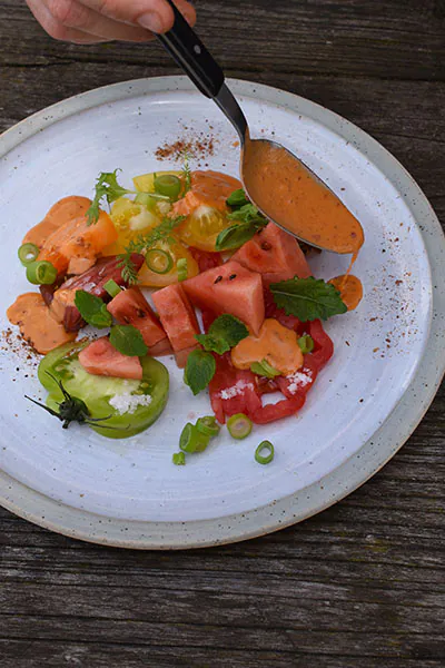 Bunter Tomatensalat | Wassermelone | Rosenharissa