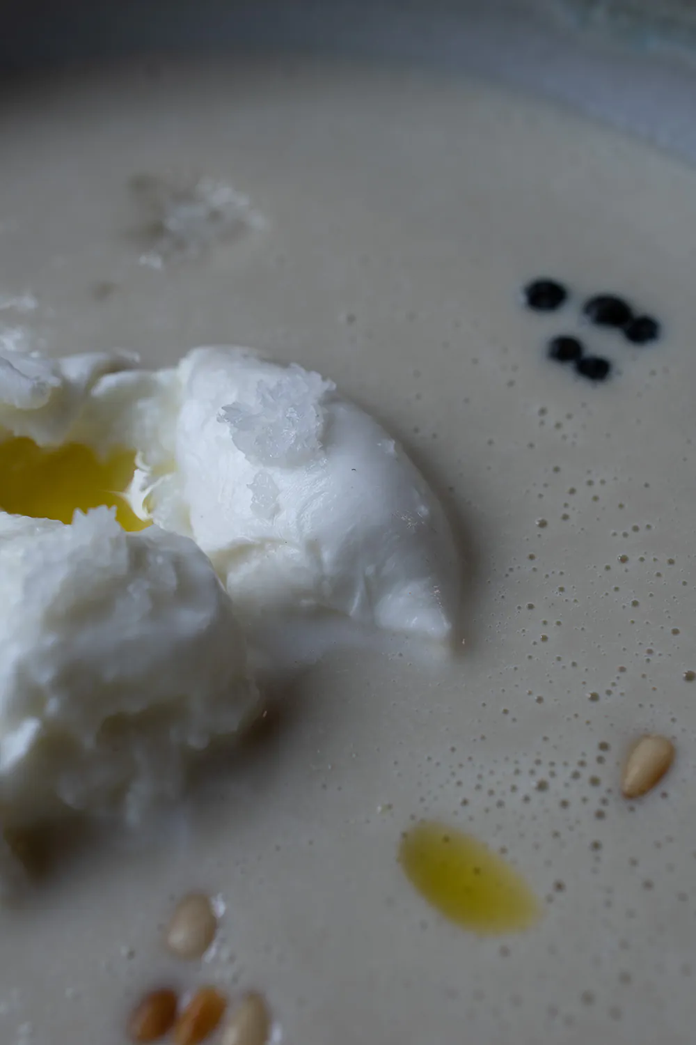 Artischockenkaltschale | Büffelmozzarella | Fermentierter Pfeffer