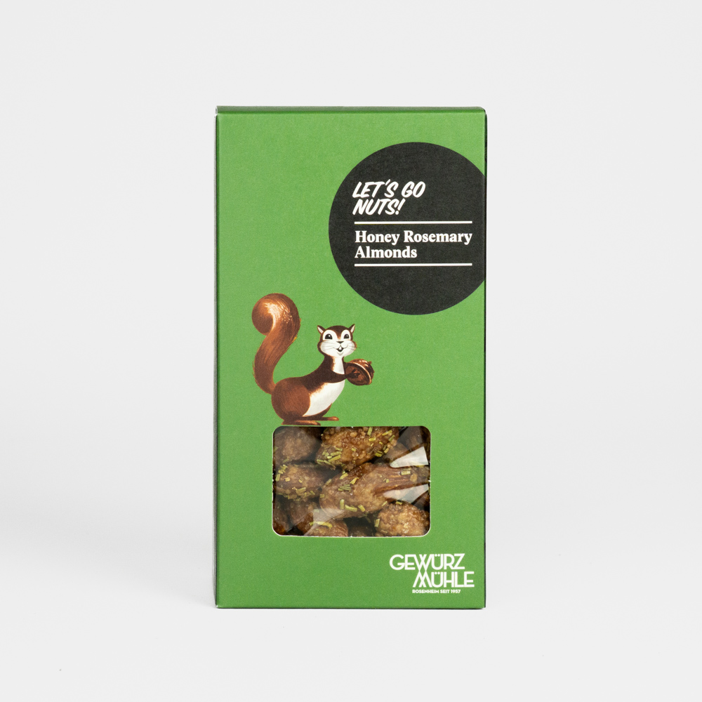 Nüsse in Pappverpackung mit Sichtfenster - Honey Rosemary Almonds