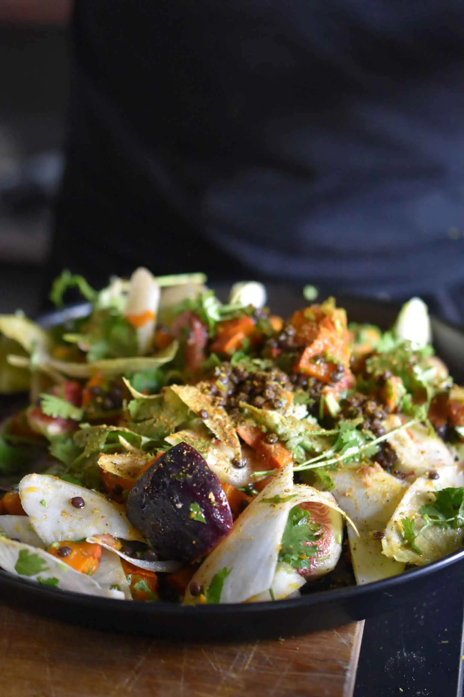 Kürbis-Linsen-Salat | Feigen | Chicorée | Ras el Hanout | Rosenharissa