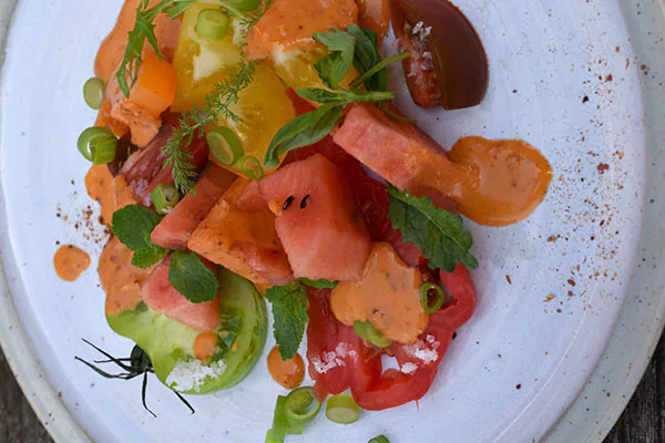 Bunter Tomatensalat | Wassermelone | Rosenharissa