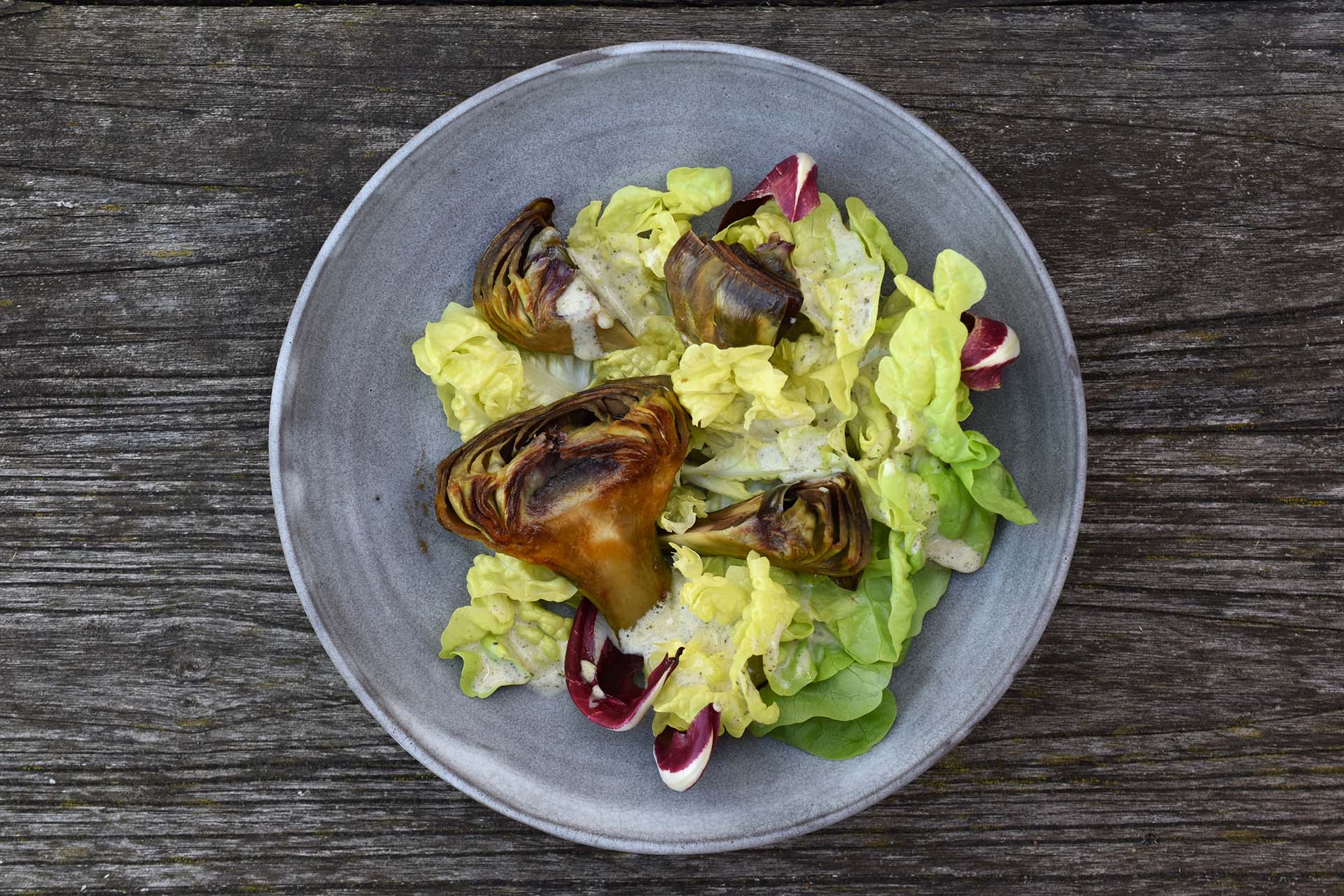 Kopfsalat | Spargel | Artischocken | French Dressing mit Salatgewürz