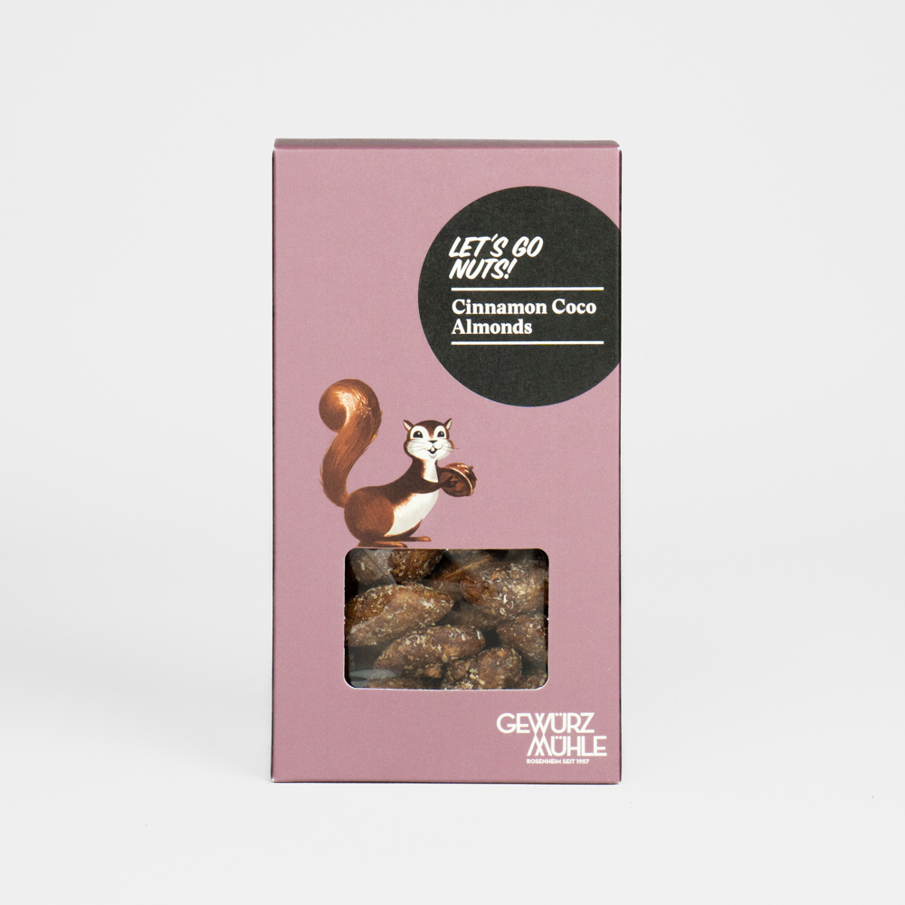 Nüsse in Pappverpackung mit Sichtfenster - Cinnamon Coco Almonds
