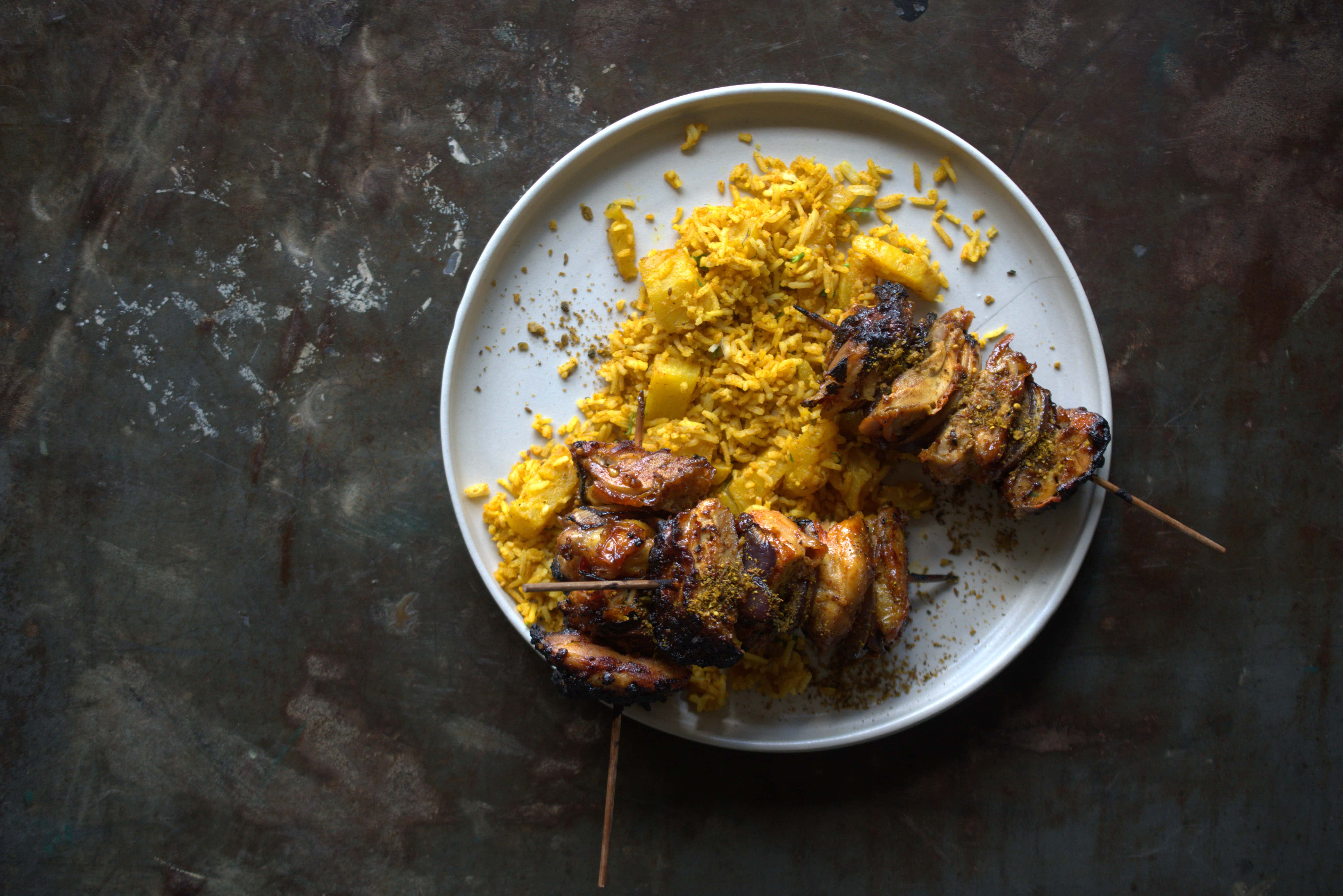 Hähnchenspieße | Curry Reis | Ananas
