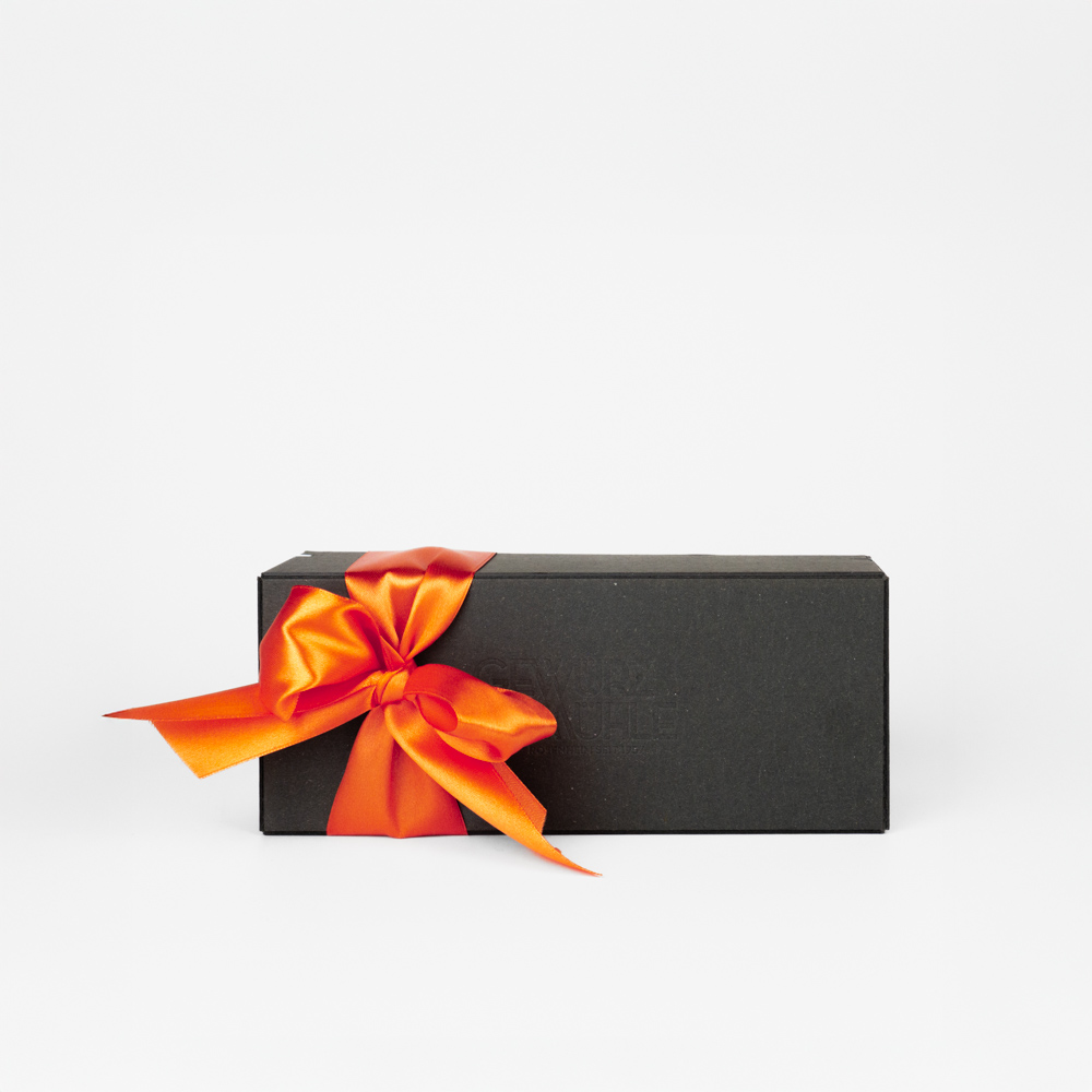 Geschenkbox für 2 Gewürze mit oranger Schleife