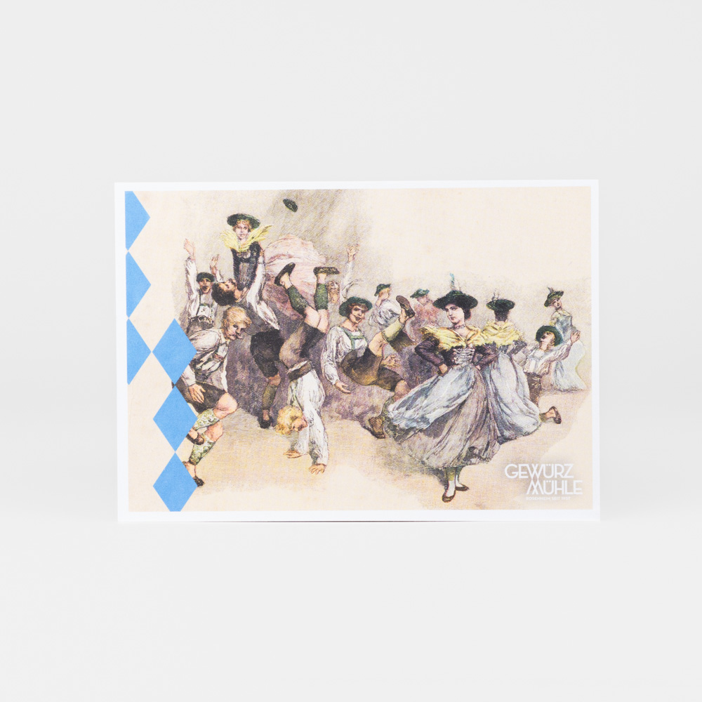 Postkarte der Gewürzmühle Rosenheim, Motiv: Bayerisch