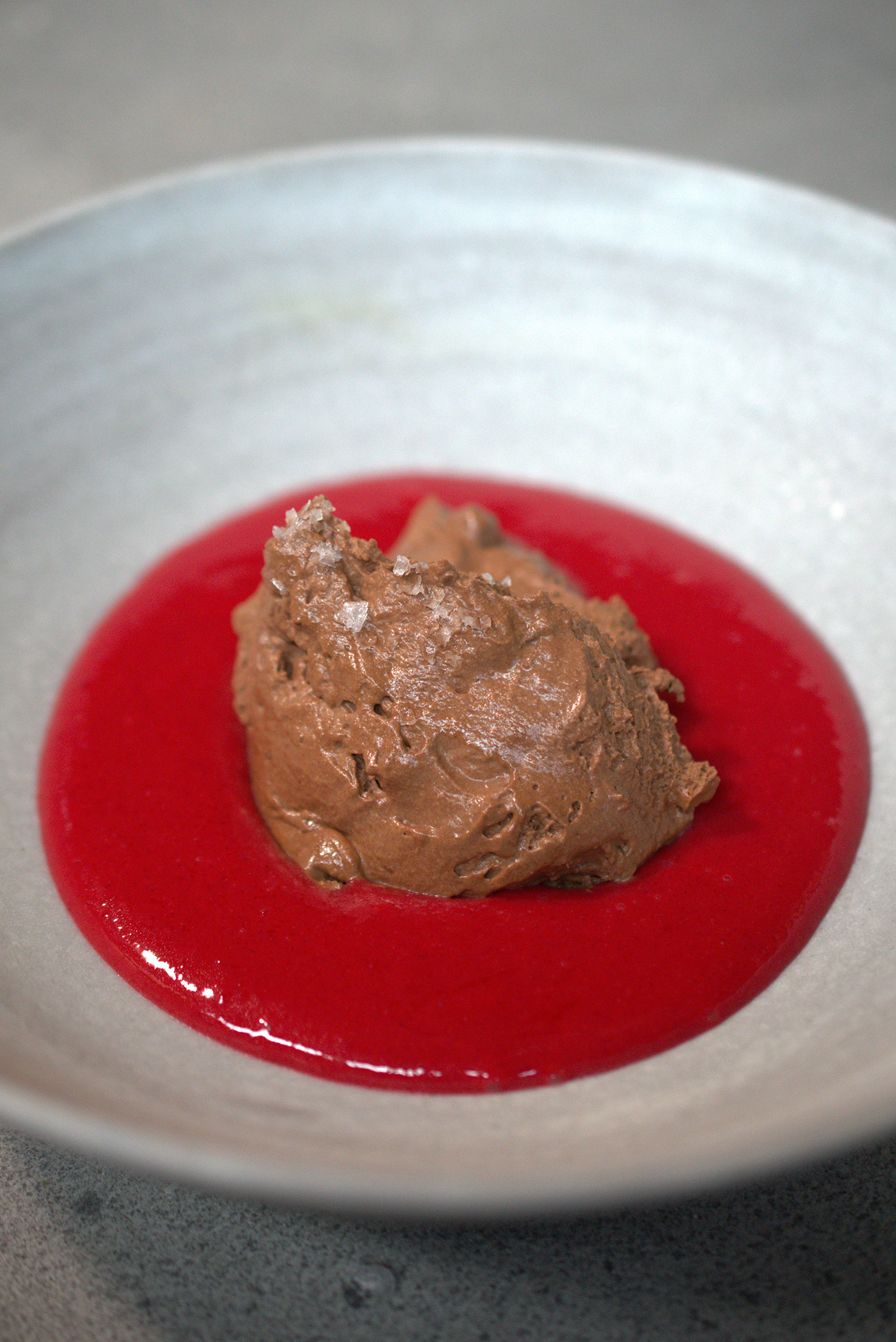 Mousse au chocolat | Himbeere | Olivenöl | Snofnugg Schneeflockensalz