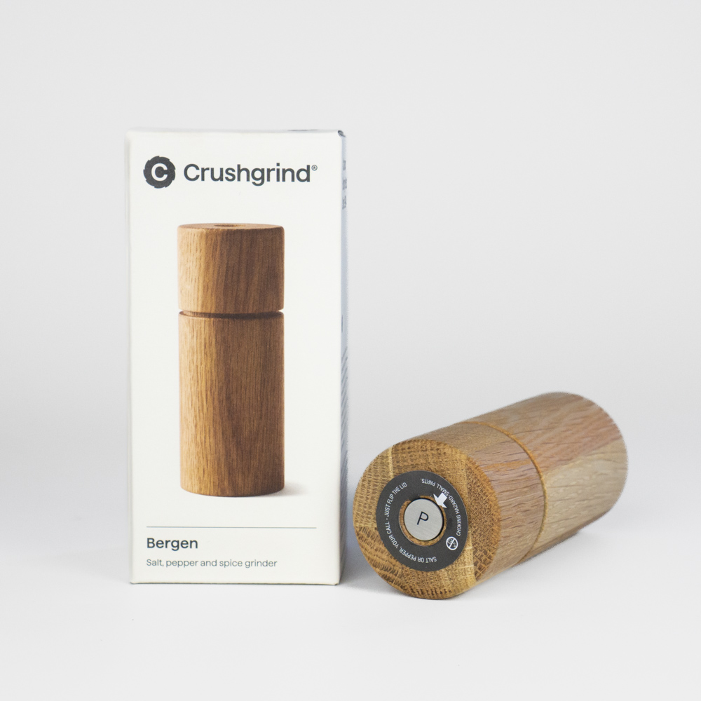 Crushgrind Muehle Bergen Farbe Eiche 12cm liegend Pfeffer