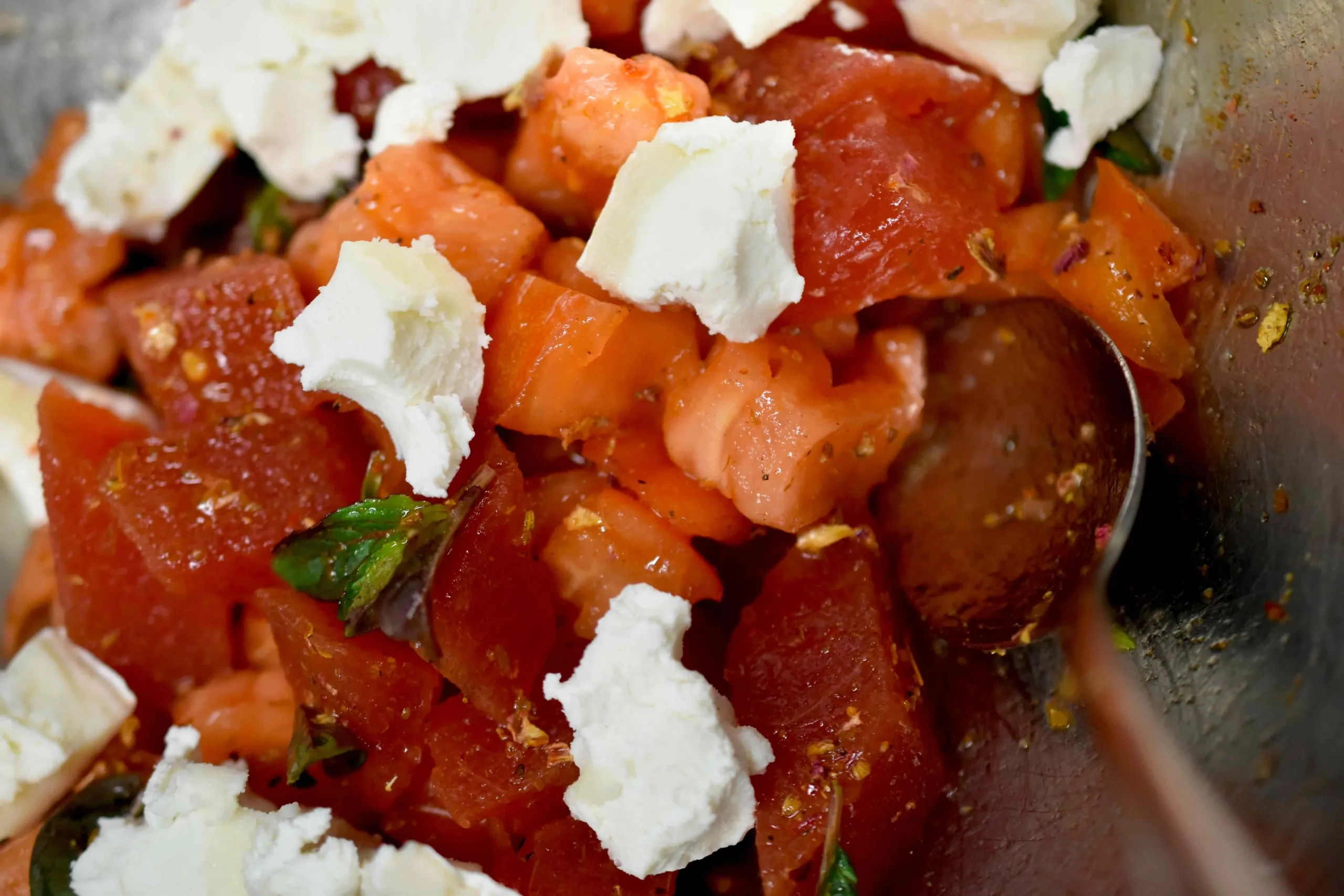 Wassermelone | Tomate | Ziegenkäse | Rosenharissa