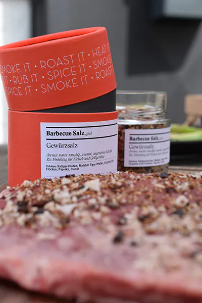 Flanksteak | gegrillten Salatherzen | Barbecue Salz