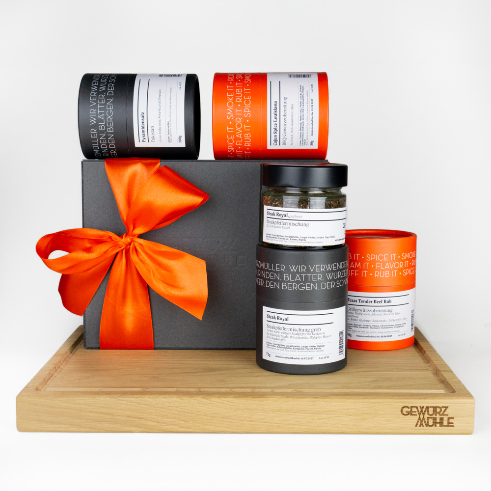 Gewürz Geschenkset 'Schneidebrett & Steakgewürze'