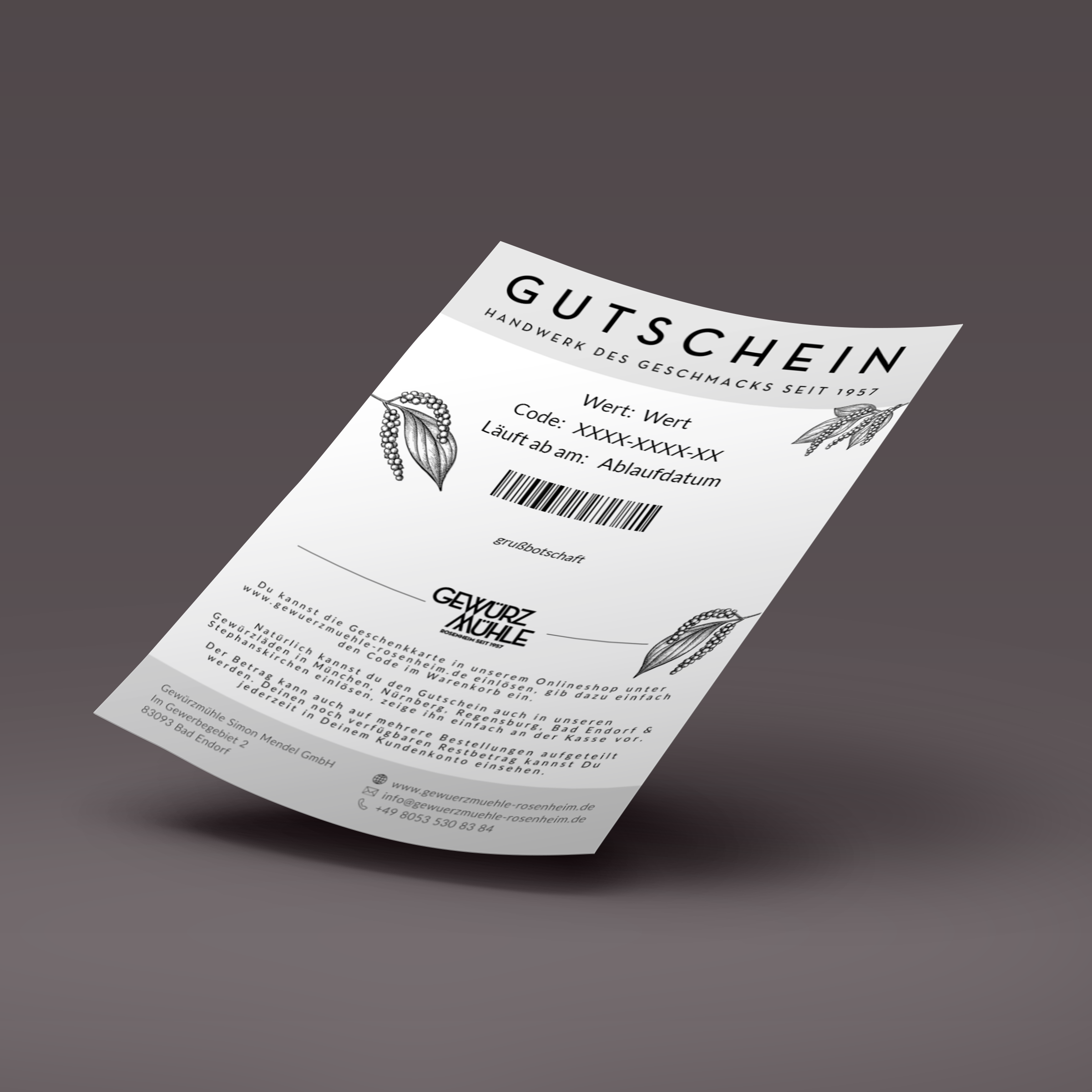 Geschenkgutschein Motiv: Gewürzmühle