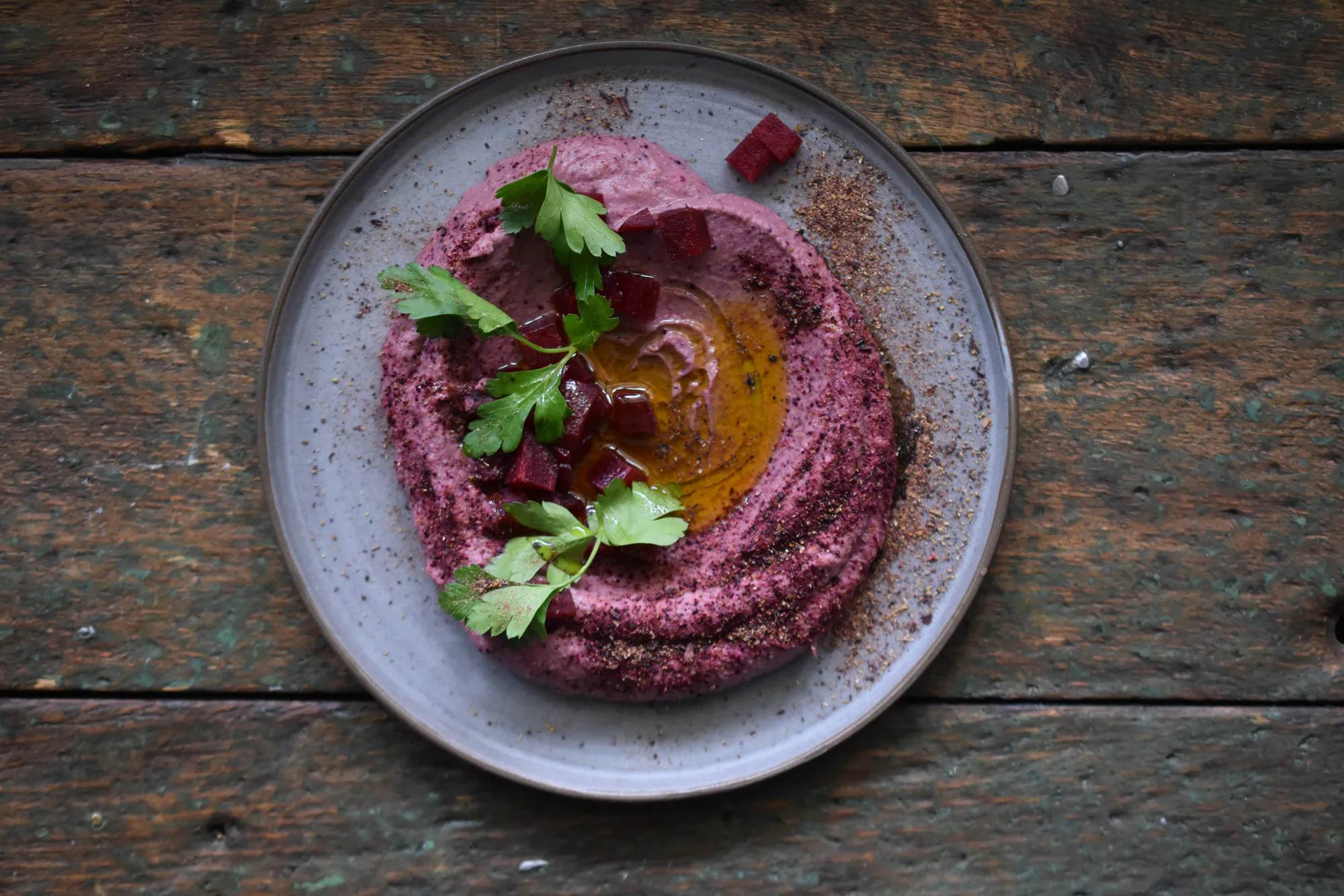 Purple Hummus | Meerrettich | Rote Beete | Purple Curry