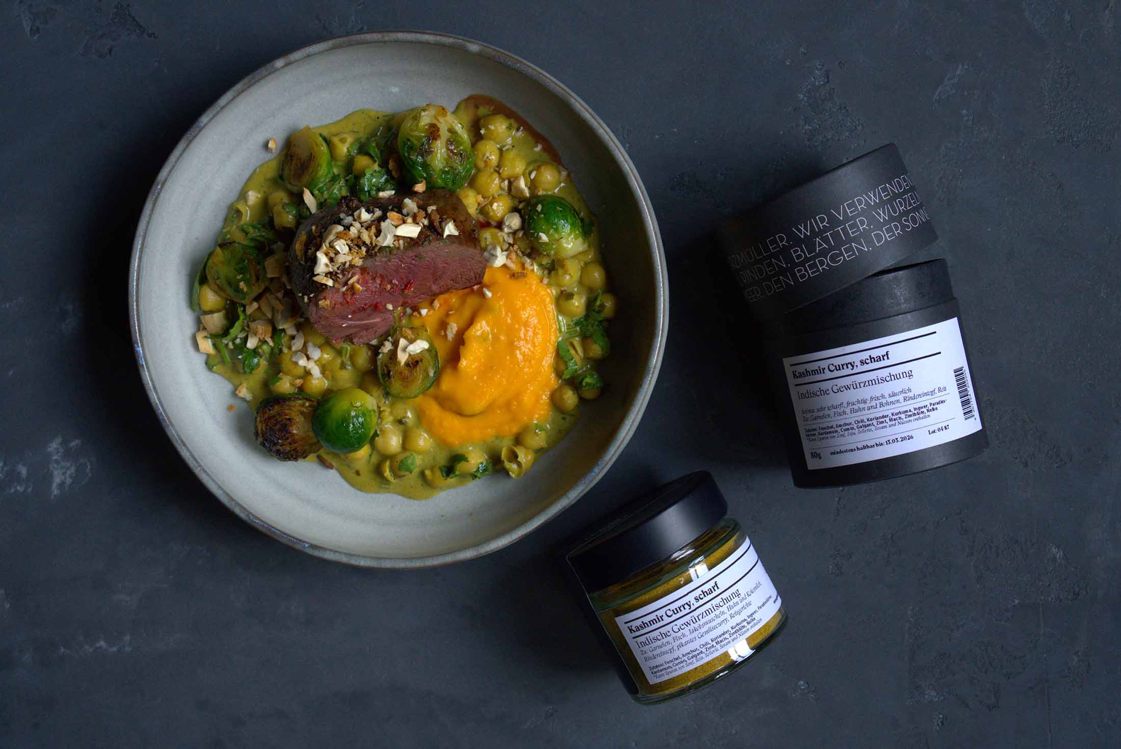 Rehkeule | Kashmir | Curry | Kichererbsen | Rosenkohl