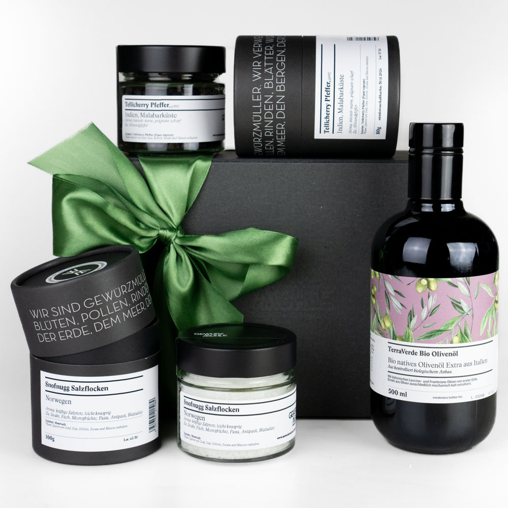 Gewürz Geschenkset "Öl, Salz & Pfeffer"
