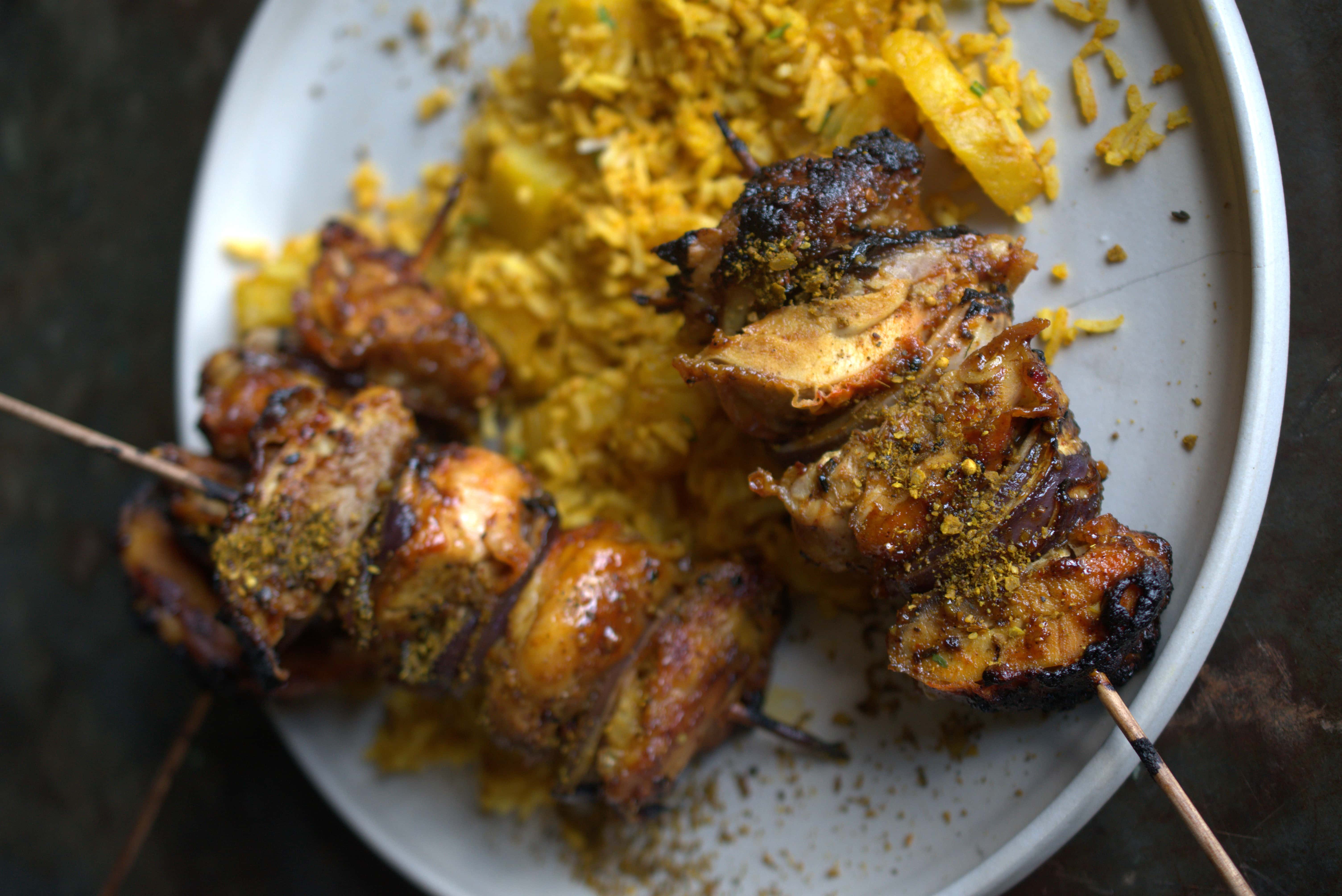 Hähnchenspieße | Curry Reis | Ananas