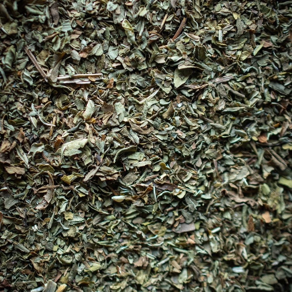 Detailaufnahme Krause Minze, geschnitten