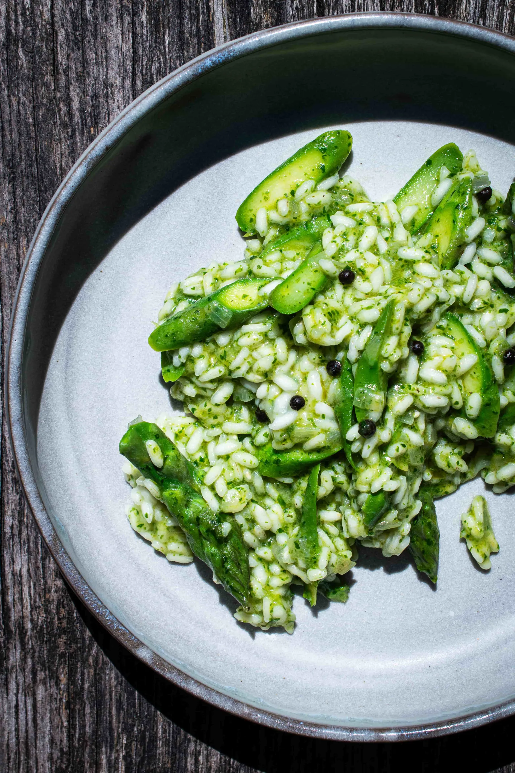 Bärlauchrisotto | Grüner Spargel | Fermentierter Pfeffer