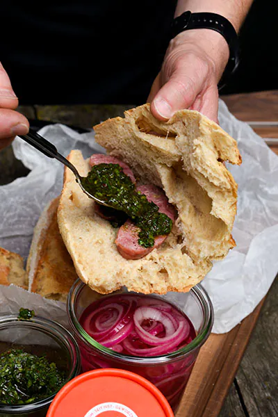 Choripán | Chorizo Sandwich | Chimichurri