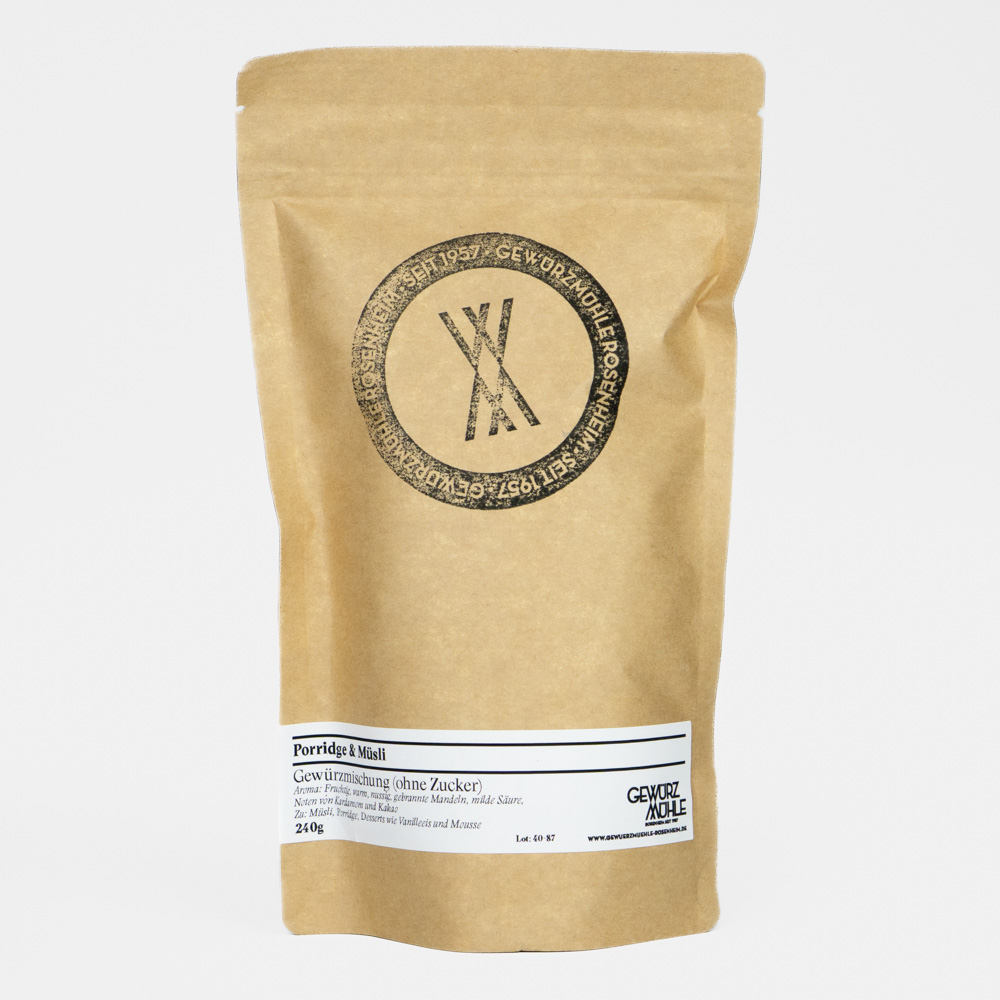 Porridge & Müsli Gewürzmischung (ohne Zucker) - wiederverschließbarer Gewürzbeutel