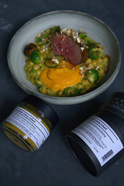 Rehkeule | Kashmir | Curry | Kichererbsen | Rosenkohl