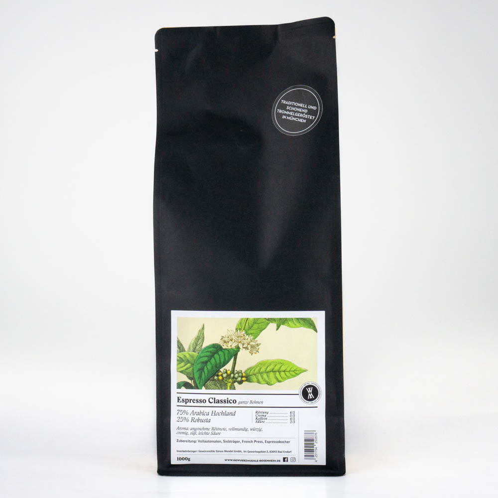 espresso classico 1000g Pack vor weißem Hintergrund