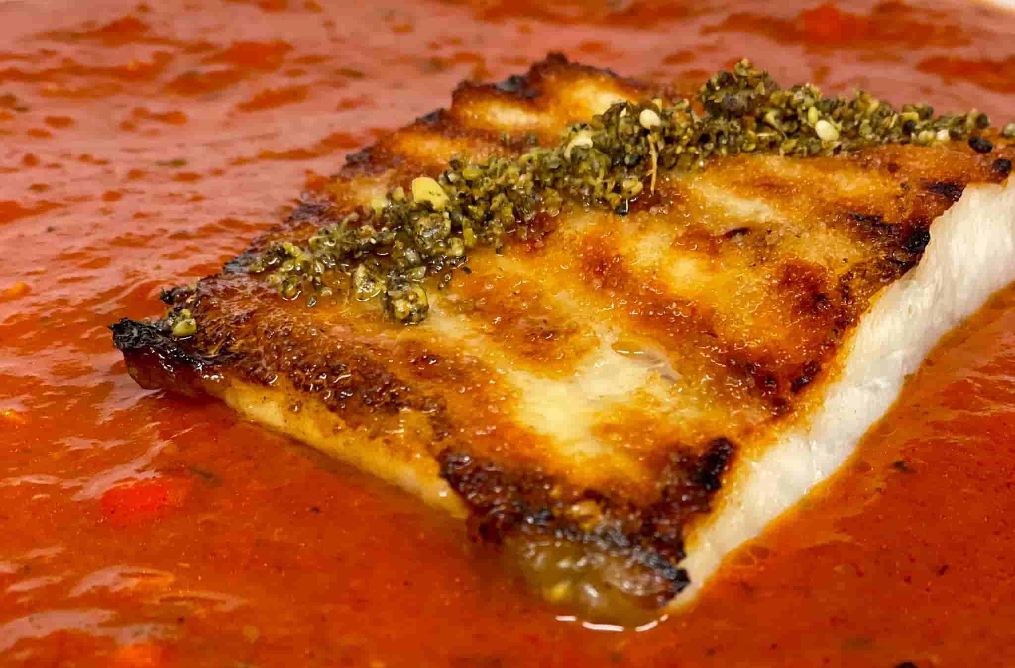 Steinbutt | Tomaten | Paprika | Dukkah