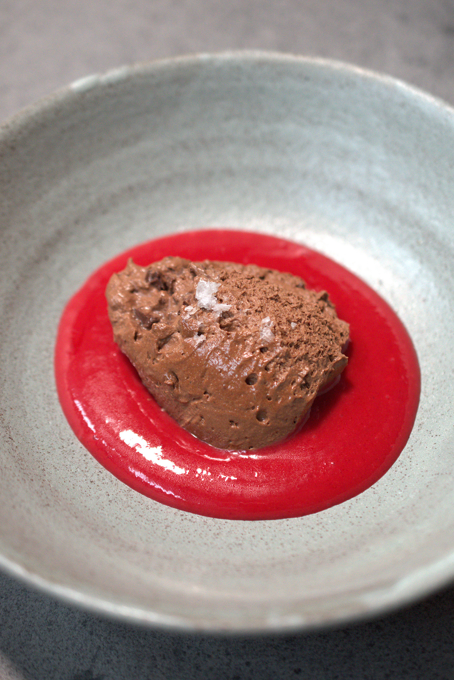 Mousse au chocolat | Himbeere | Olivenöl | Snofnugg Schneeflockensalz
