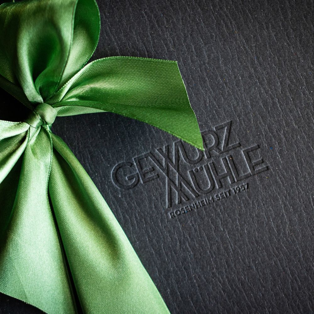 Gewürz Geschenkset "Öl, Salz & Pfeffer" Gewürz Geschenkbox mit grüner Schleife