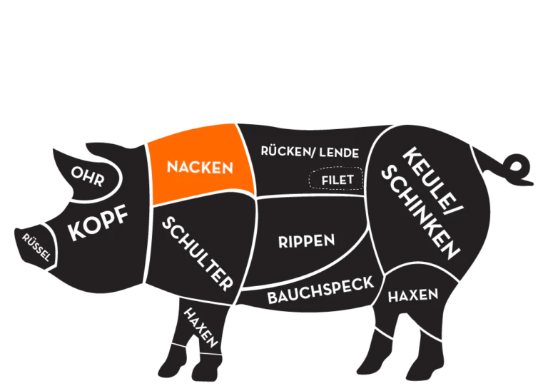schwein-nacken-768x548 Illustration eines Schweines mit Einteilung der Fleischbereiche